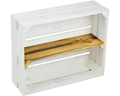 Willma witte plankenkast met gevlamde tussenplank 50x40x15 cm