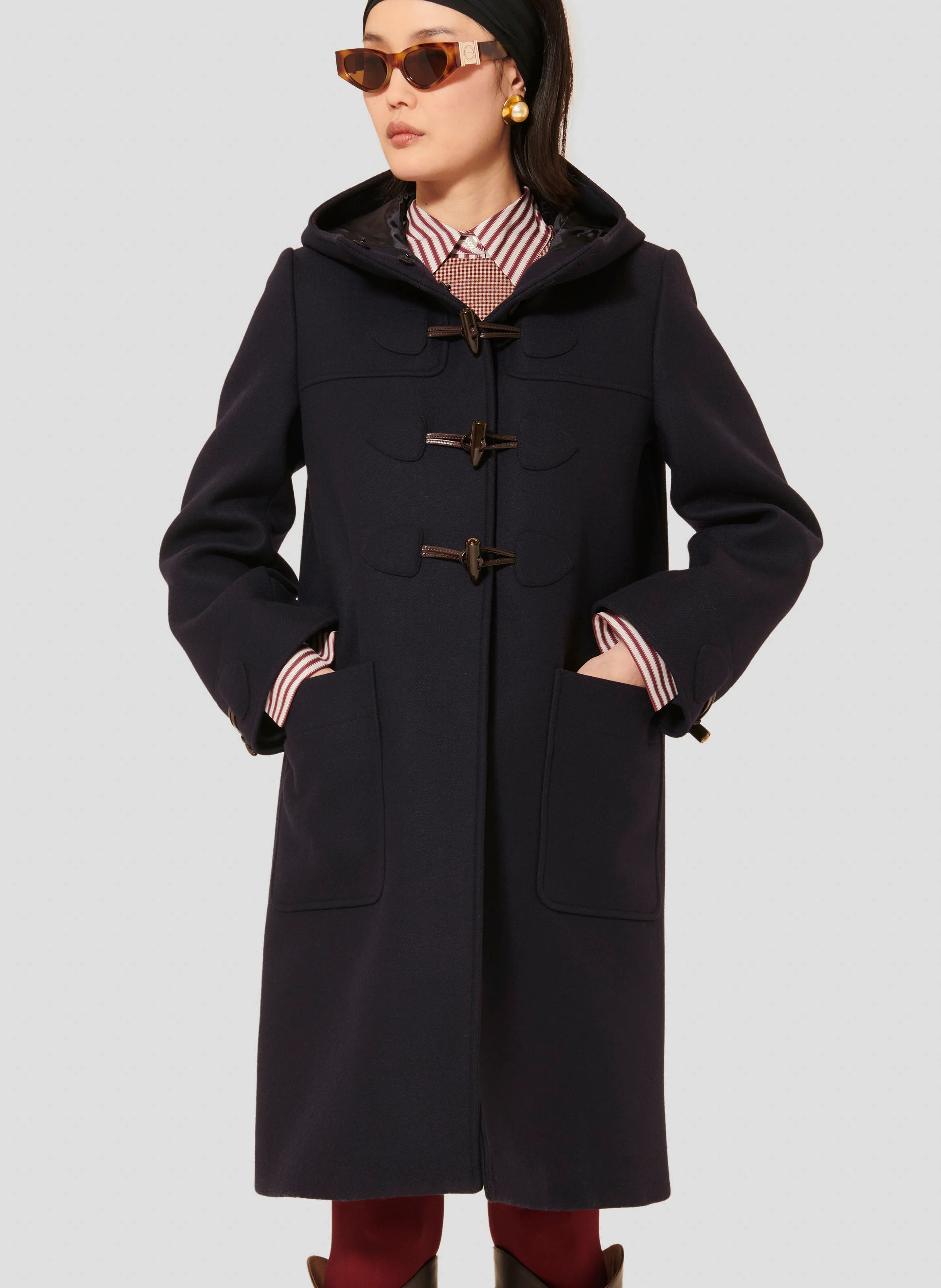 MANOELA - Duffle-coat droit en laine mélangée | Bleu