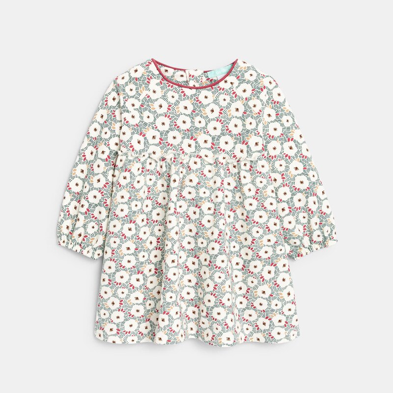 Robe fleurie molleton et legging verte bébé fille Vert