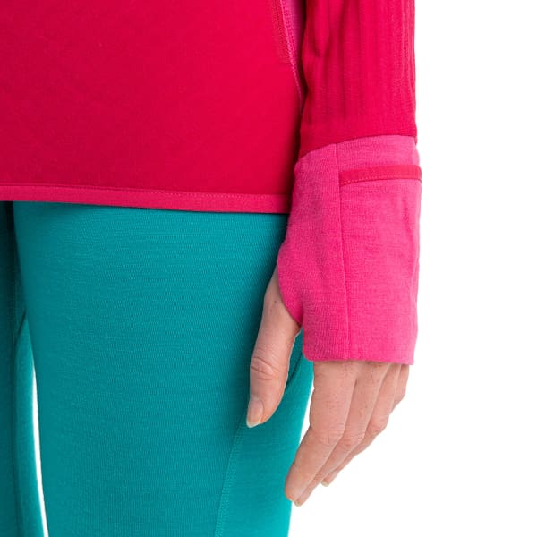 Veste polaire randonnée ICEBREAKER W DESCENDER LS ZIP ELECTRON PINK/TEMPO