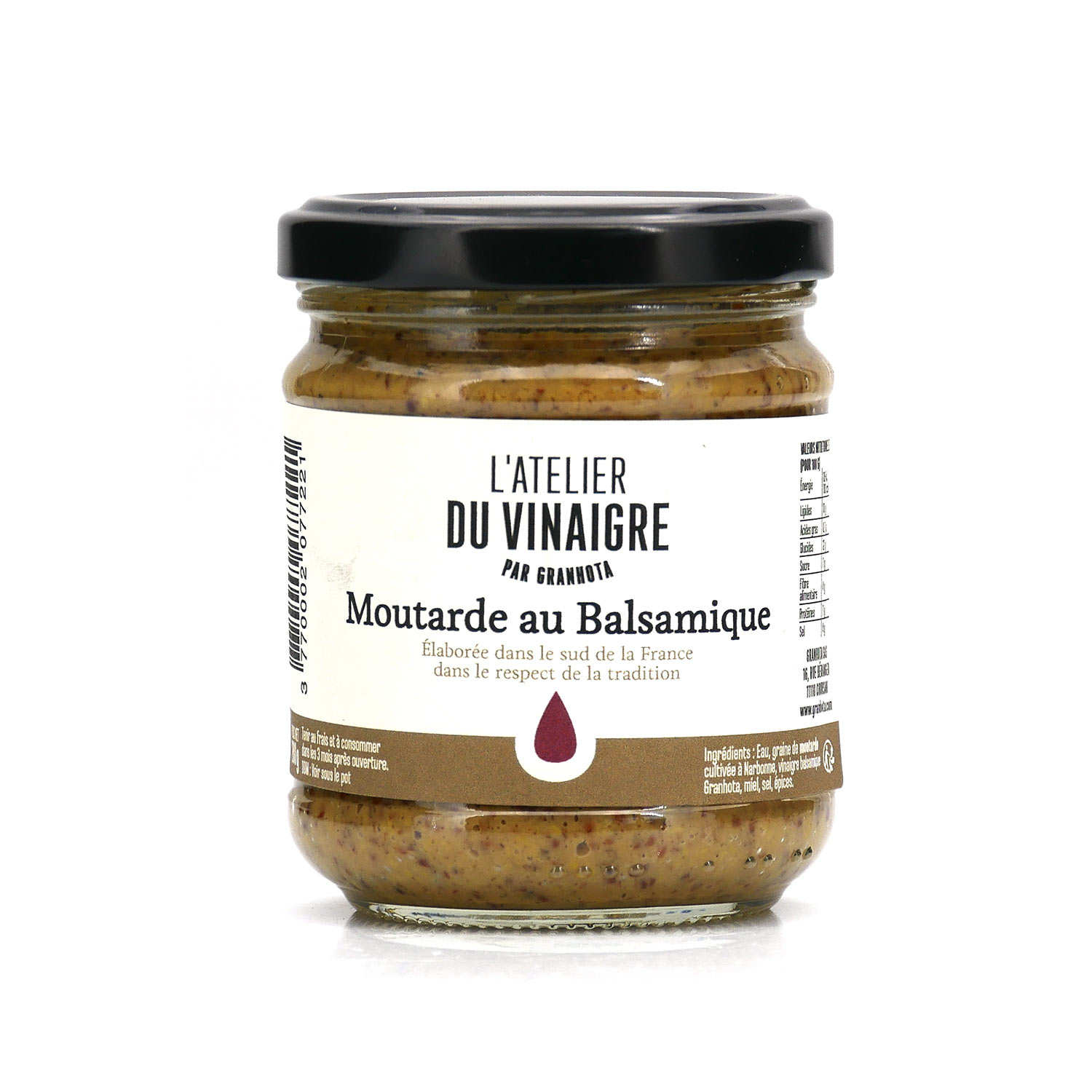 Moutarde à l'ancienne au balsamique 100% française - Granhota