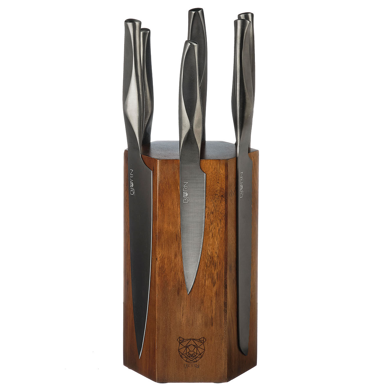 Bjorn Bloc avec couteaux de cuisine Larus Imatra gris métal - 7 pièces