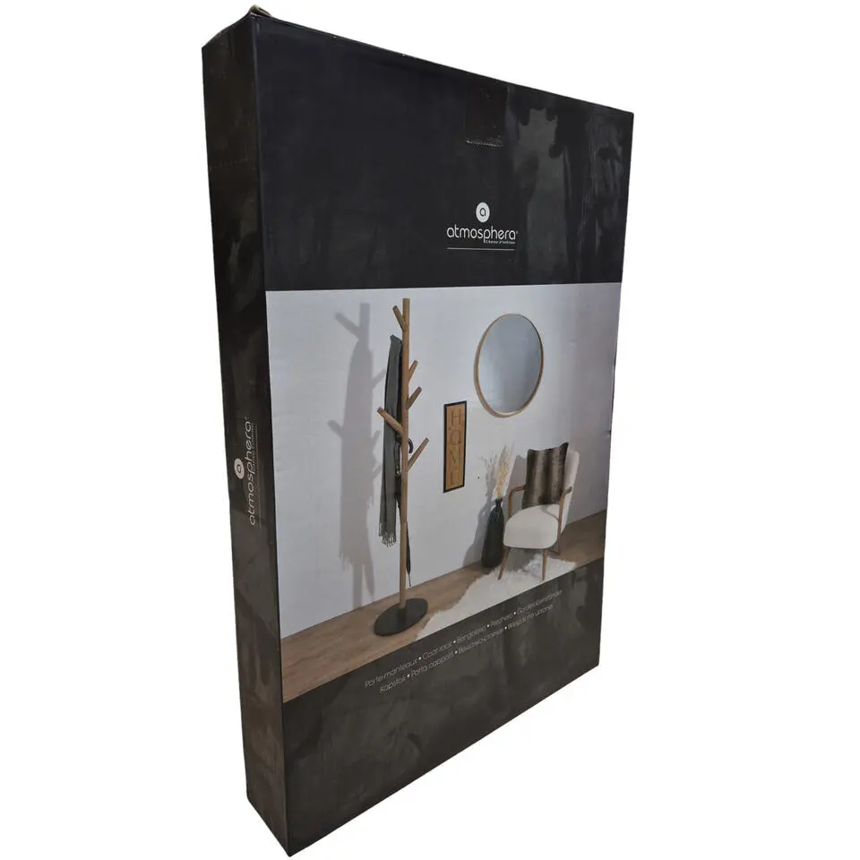 Atmosphera Kapstok - lichtbruin/zwart - hout - 8-haken - H178 cm