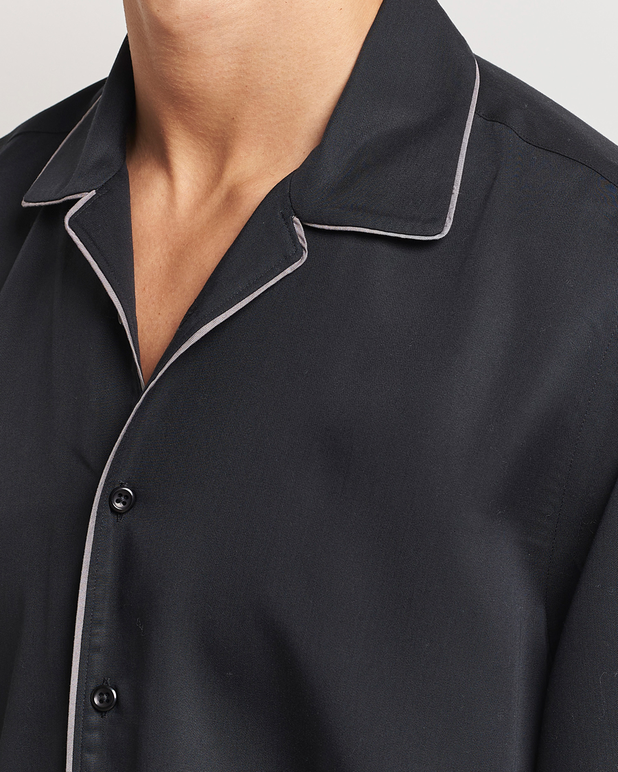 Oscar Jacobson Reg Fit Camp Collar Shirt Black