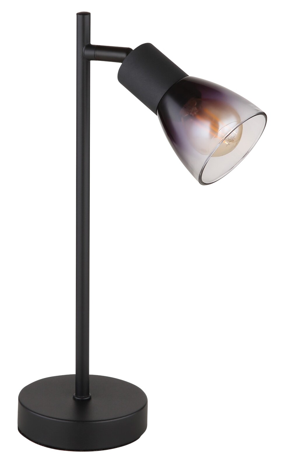 Tischleuchte - schwarz matt - rauchfarben - 35 cm hoch