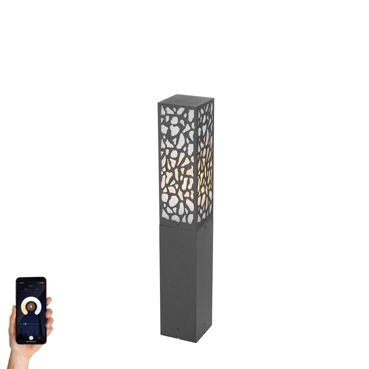Smart buiten paaltje zwart 60 cm IP44 incl. Wifi ST64 - Nicole