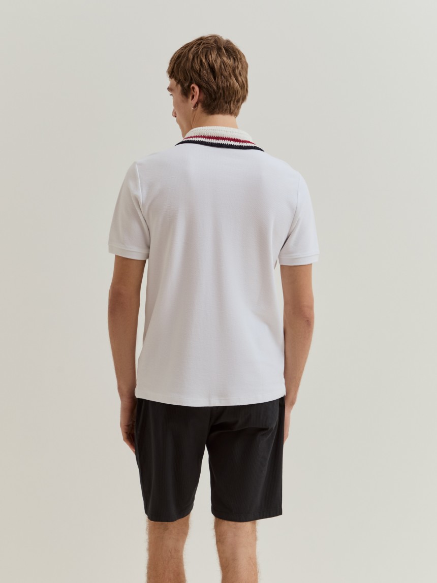Polo camisa de manga curta em algodão