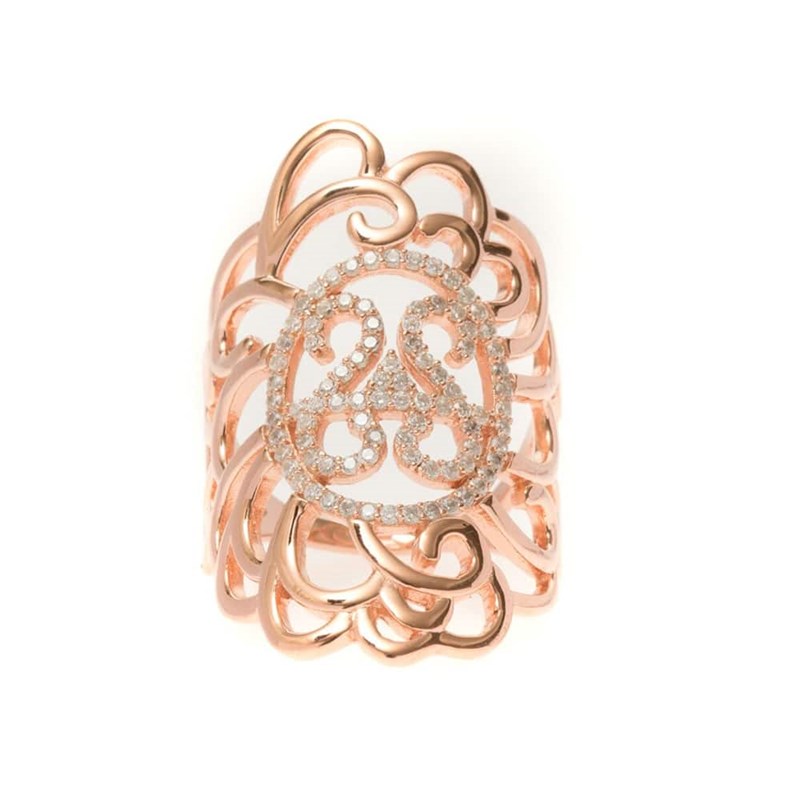 Bague Argent Rose Arabesque Orus Sertie