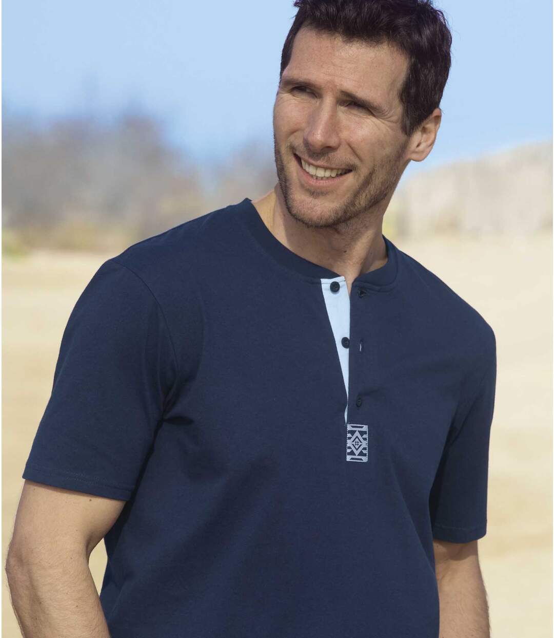 Lot de 3 Tee-Shirts Col Tunisien