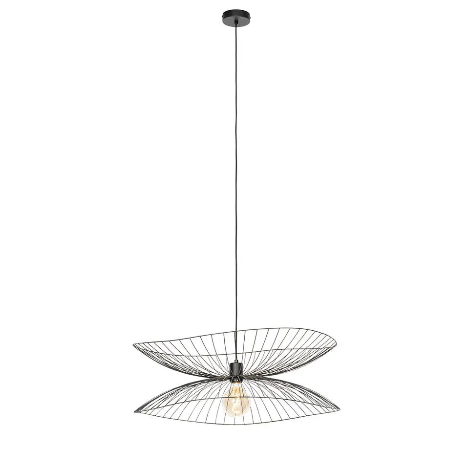 Qazqa hanglampen pua zwart e27