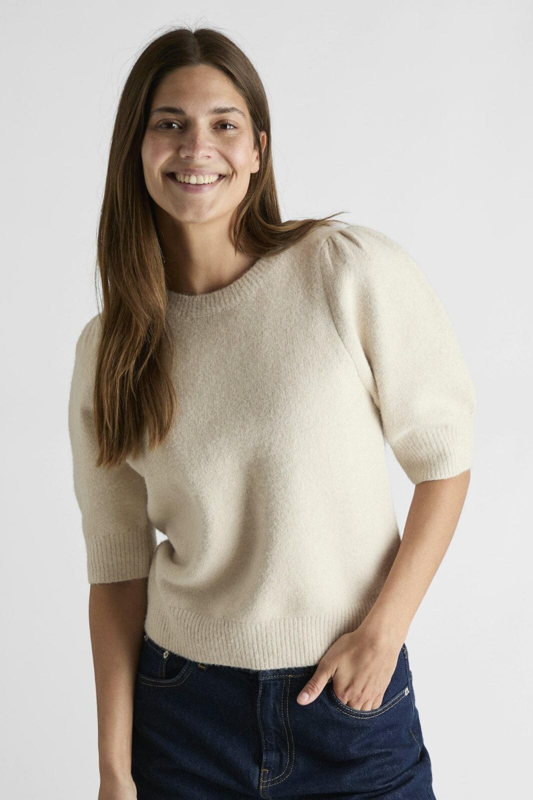 Neo Noir Martha Bow Knit Tee ivory
