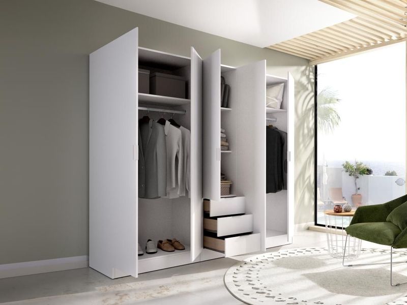 Kast - Wit - LISTOWEL - 5 Deuren en 3 Lades - 202 cm