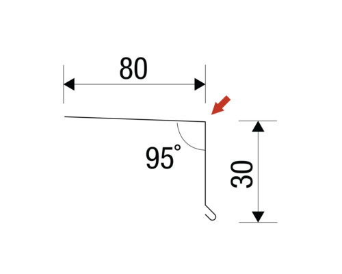 PRECIT dakrandbeplating voor trapeziumplaat 95°, dennengroen RAL 6020, 1000 mm x 80 mm x 30 mm x 0,5 mm