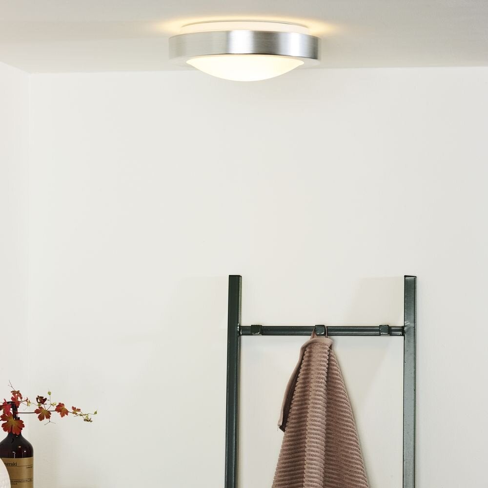 Badkamerplafondlamp Fresh, IP44, E27, mat aluminium, 270 mm, 1-lichts