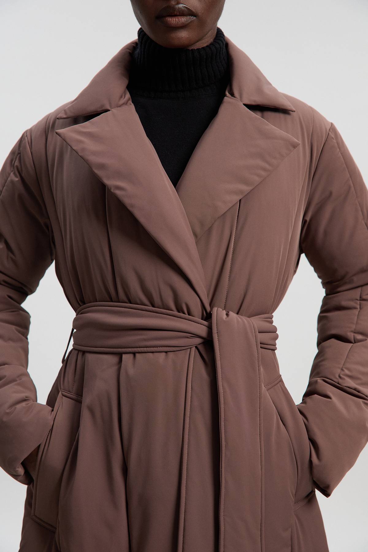 KarenMillen Manteau Mi-Long Matelassé Ceinturé Ésynthétiqueré