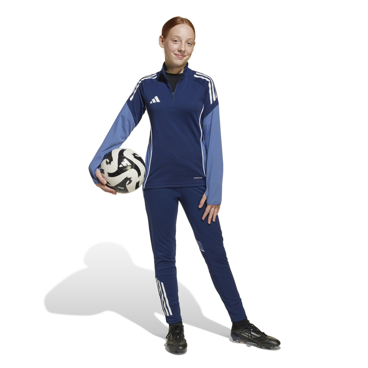 Adidas Tiro 25 Competition Trainingstrui 1/4-Zip Kids Donkerblauw Lichtblauw Wit