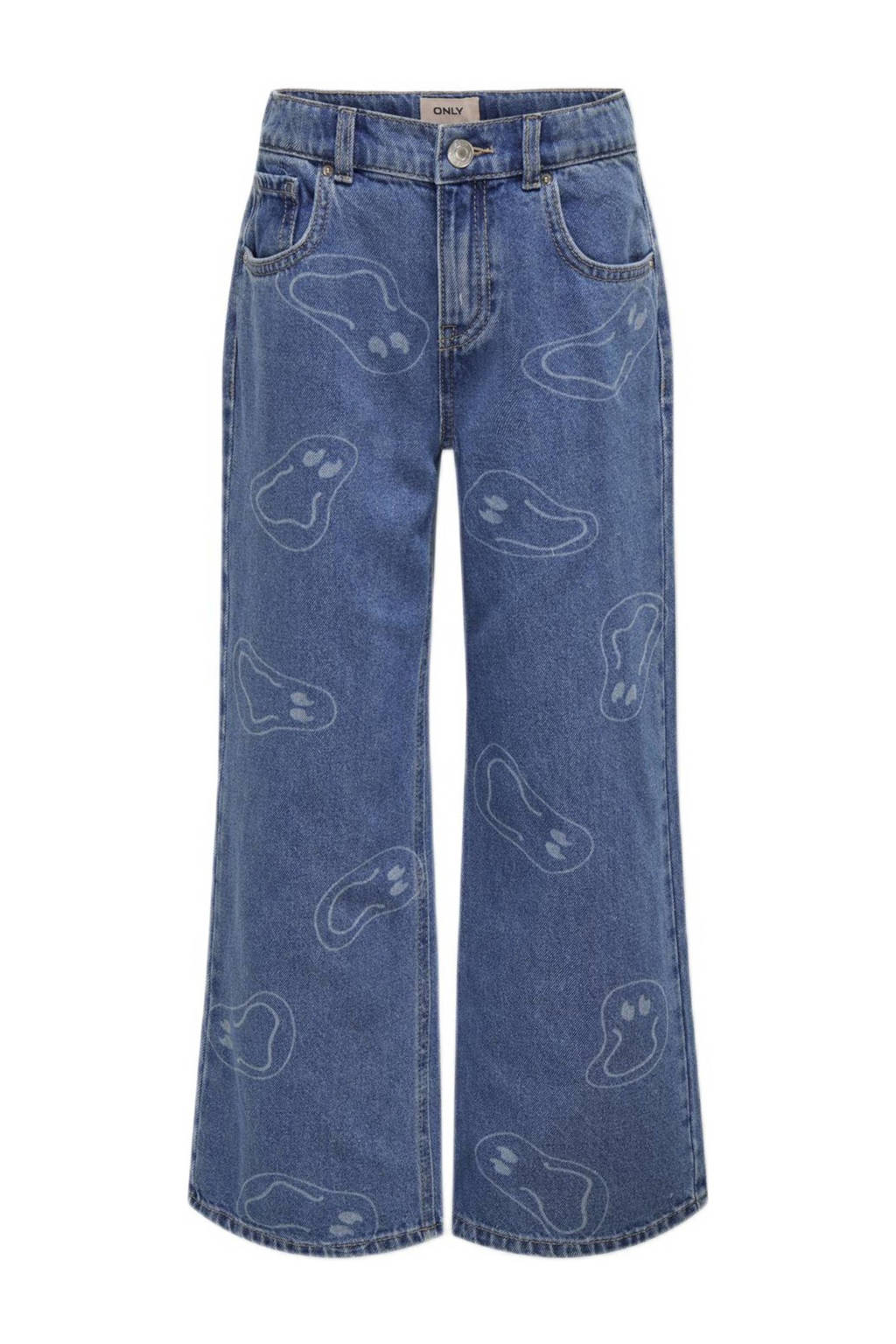 ONLY wide leg jeans KOGMEGAN met all over print medium blue denim