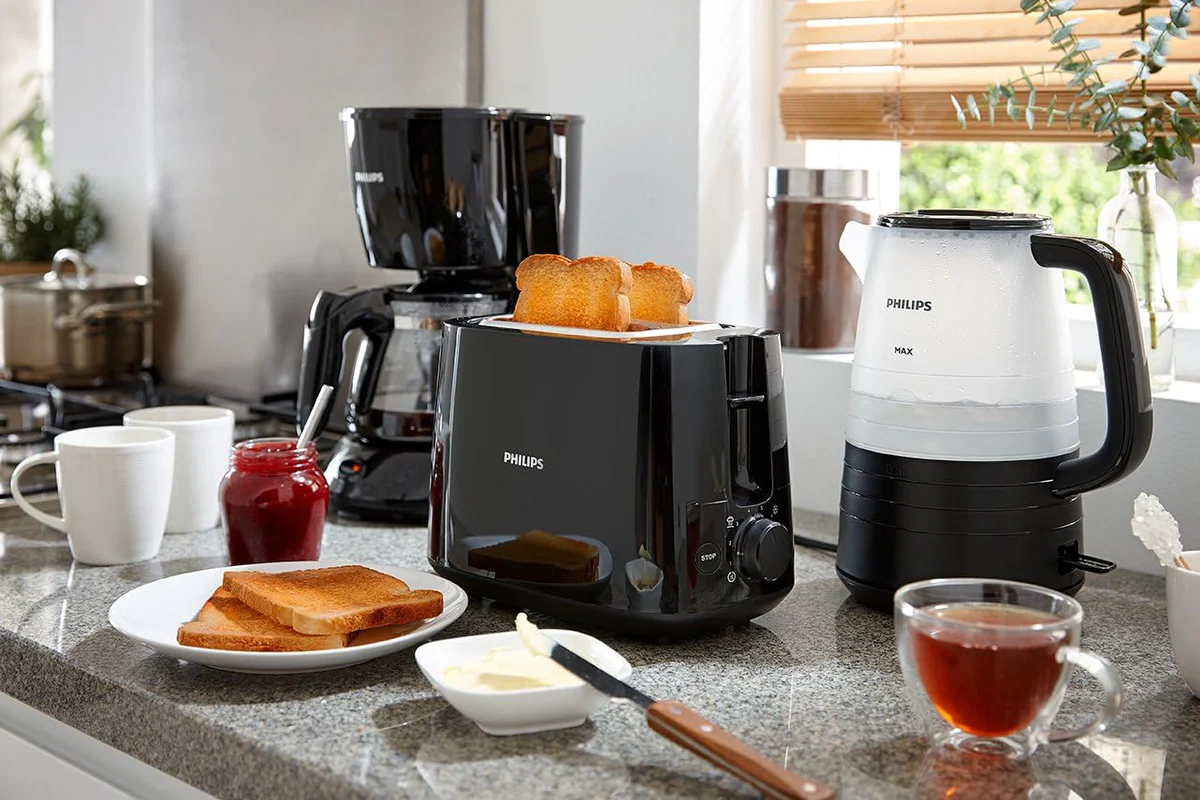 bouilloire électrique de 1,5L 2200W transparent noir Philips