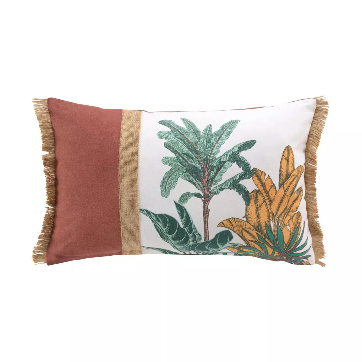Coussin rectangulaire jute et coton (30 x 50 cm) Palmanova Orange