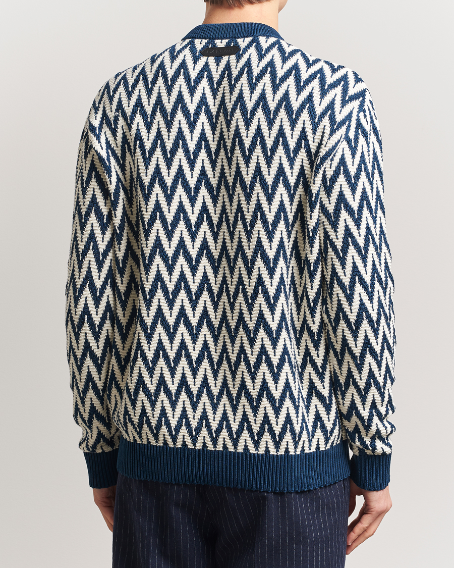 Lanvin Chevron Sweater Petrol/Ecru