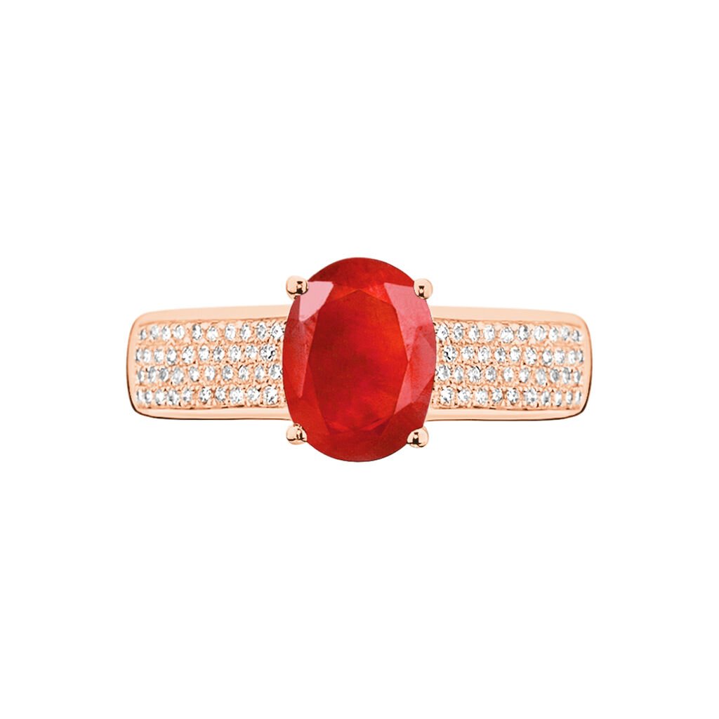 Bague Crista Or Rose Rubis Et Diamant