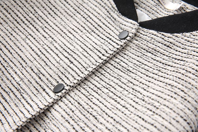 Krezol - Plus-size contrasterende tweed baseballjack met knoopjes
