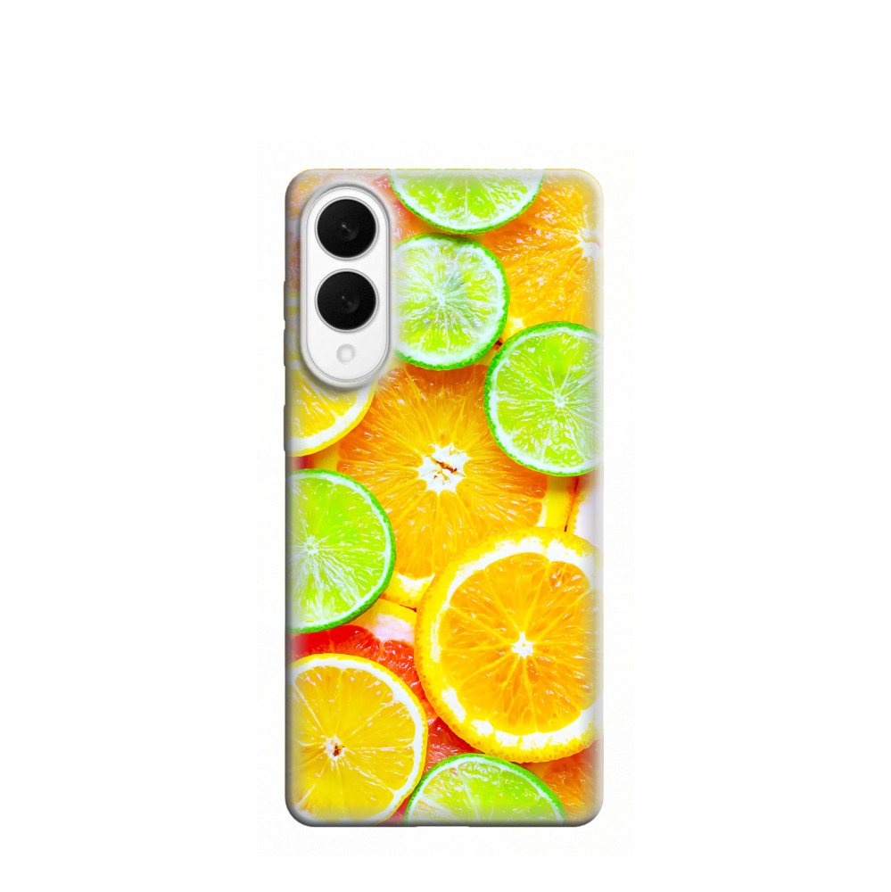Samsung Galaxy S25 Edge Gummi Hülle Sommerfrüchte - Orange