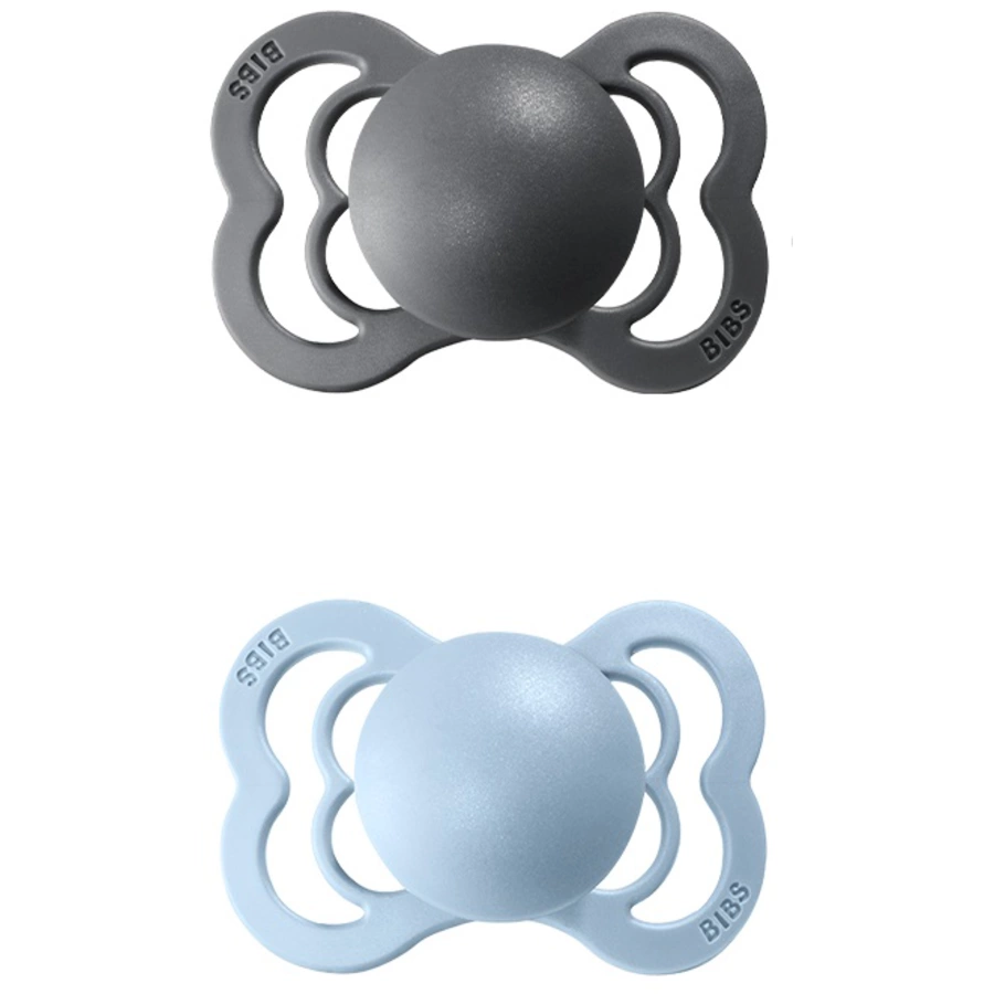 BIBS® Schnuller Supreme Baby Blue  Iron Silikon 0-6 Monate, 2 Stk.
