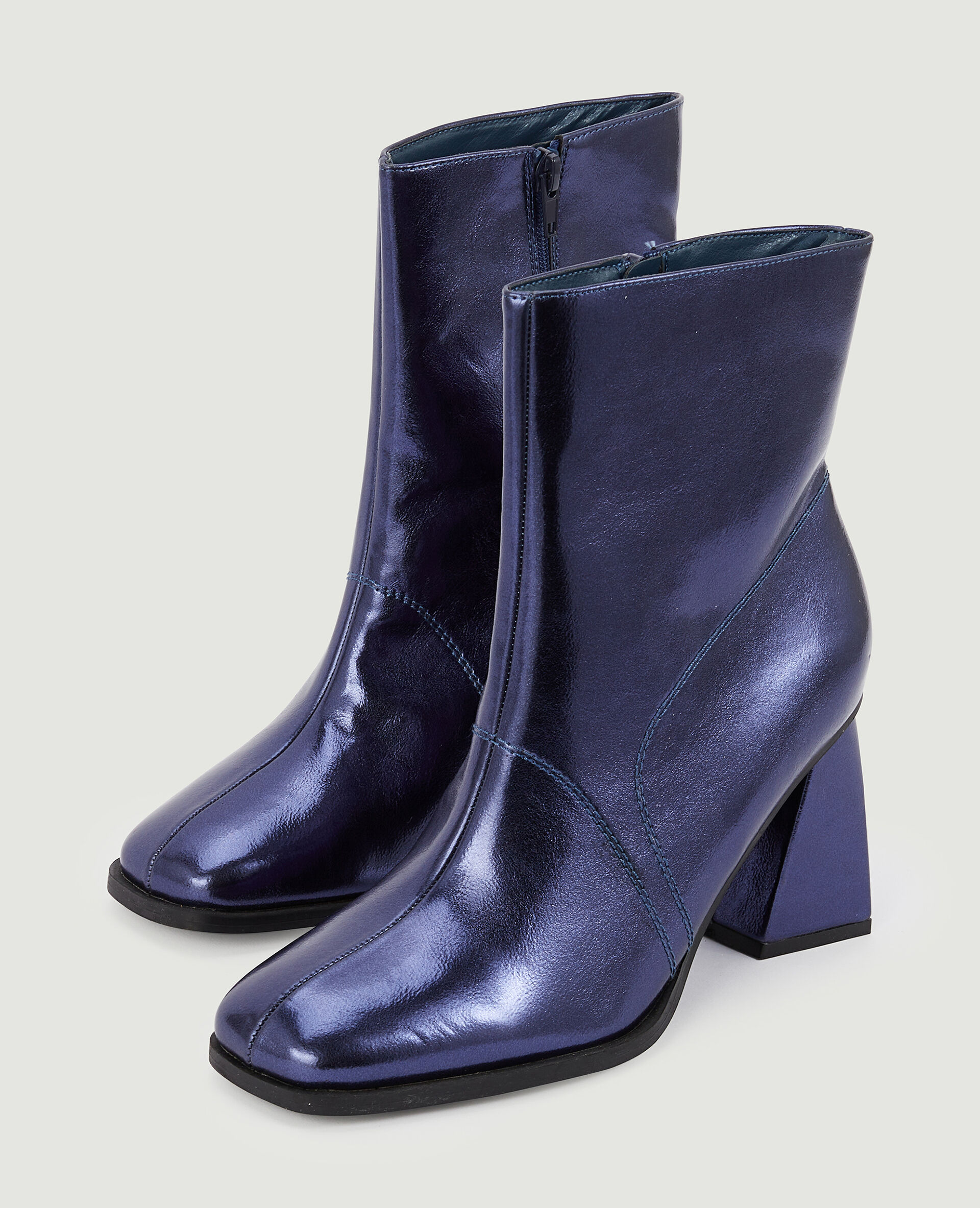 Boots bout carré avec talon trapèze - Bleu foncé