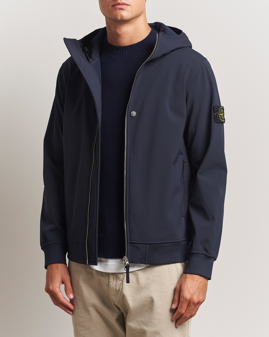 Stone Island Soft Shell Re-Dyed Lined Hood Jacket Navy