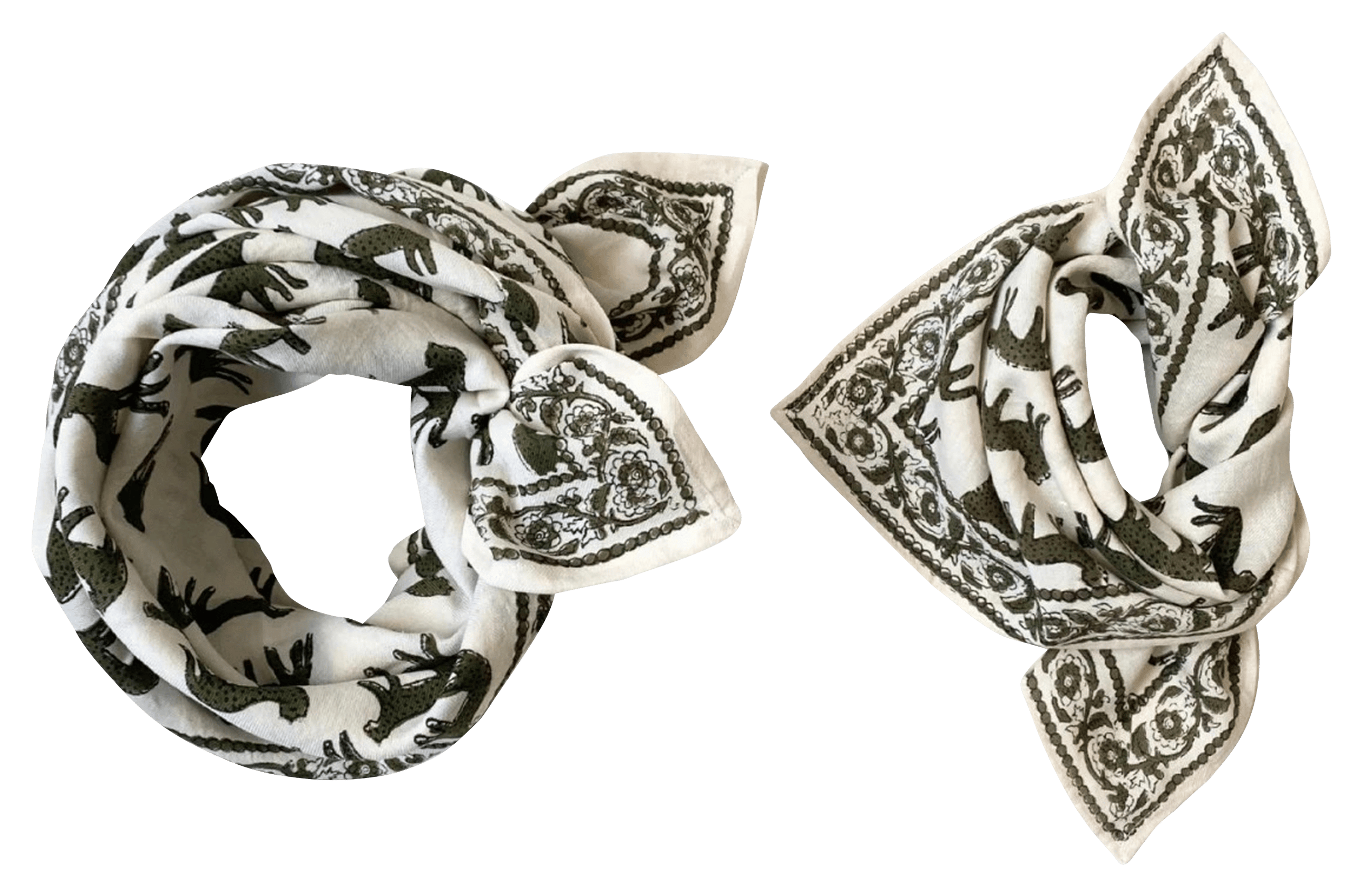 MANIKA - Foulard imprimé en coton| Vert
