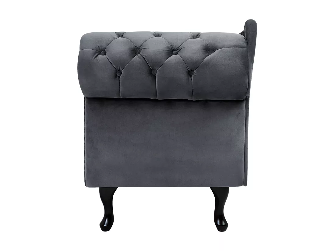 Méridienne Chesterfield côté droit en velours gris NIMES