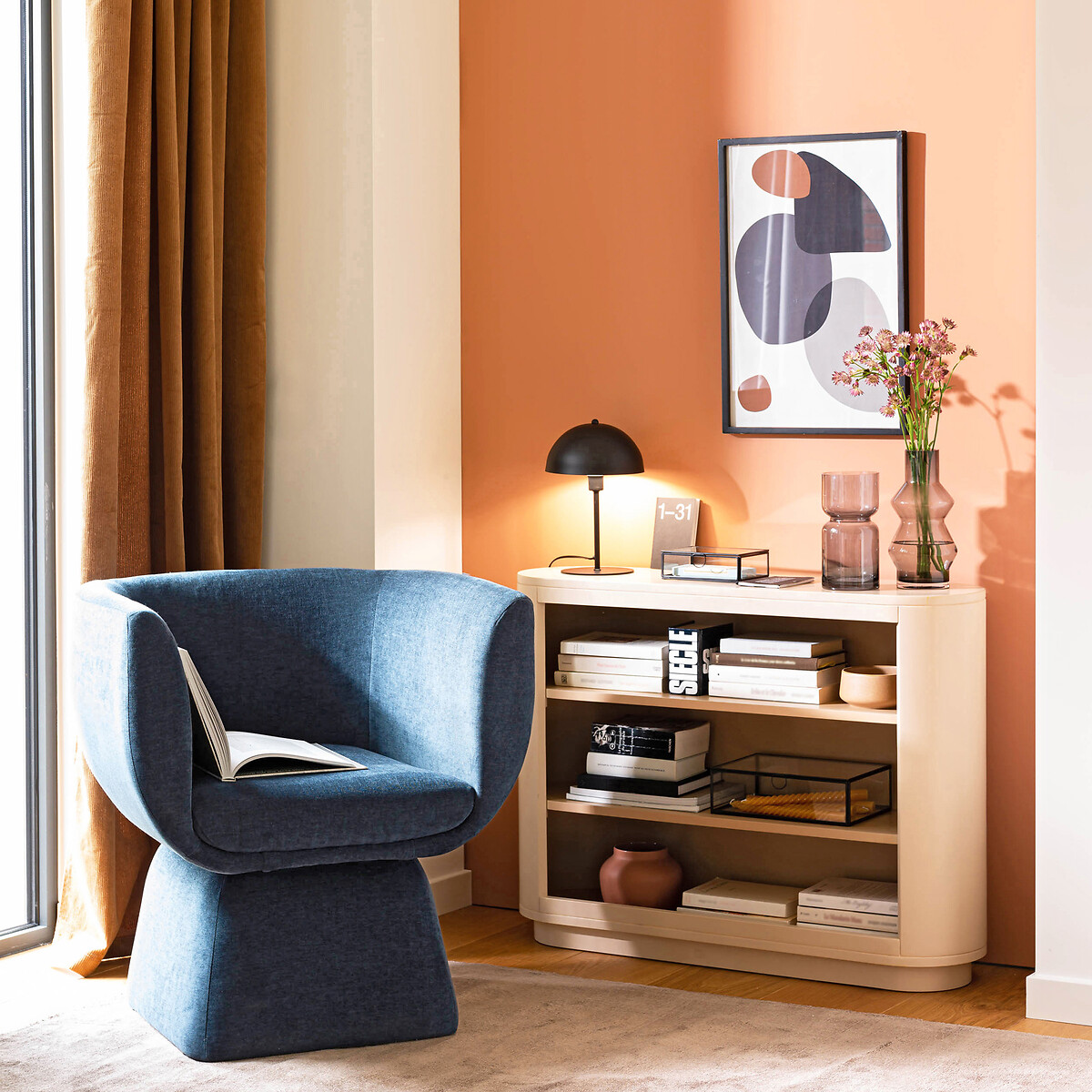 LA REDOUTE INTERIEURS<br>Poltrona de veludo, Corole