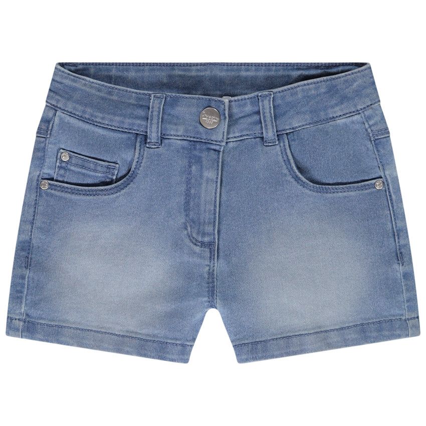 Short en denim effet délavé pour fille - Bleu