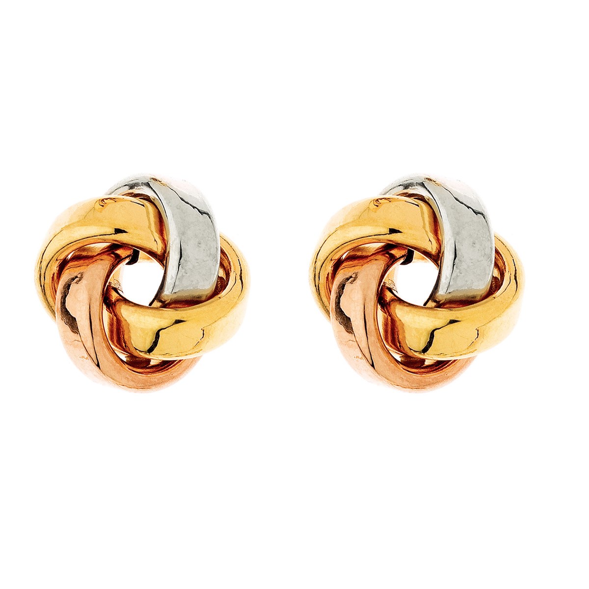 Boucles d'oreilles Brillaxis bouton noeud 3 ors 9K