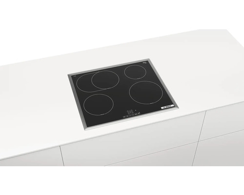Bosch inductiekookplaat met frame, 58,3 x 51,3 cm, 4 kookzones, PIF64RBB5E