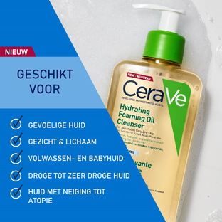 CeraVe Hydrating Foaming Oil Cleanser - voor normale tot (zeer) droge huid - voor gezicht en lichaam 473ML