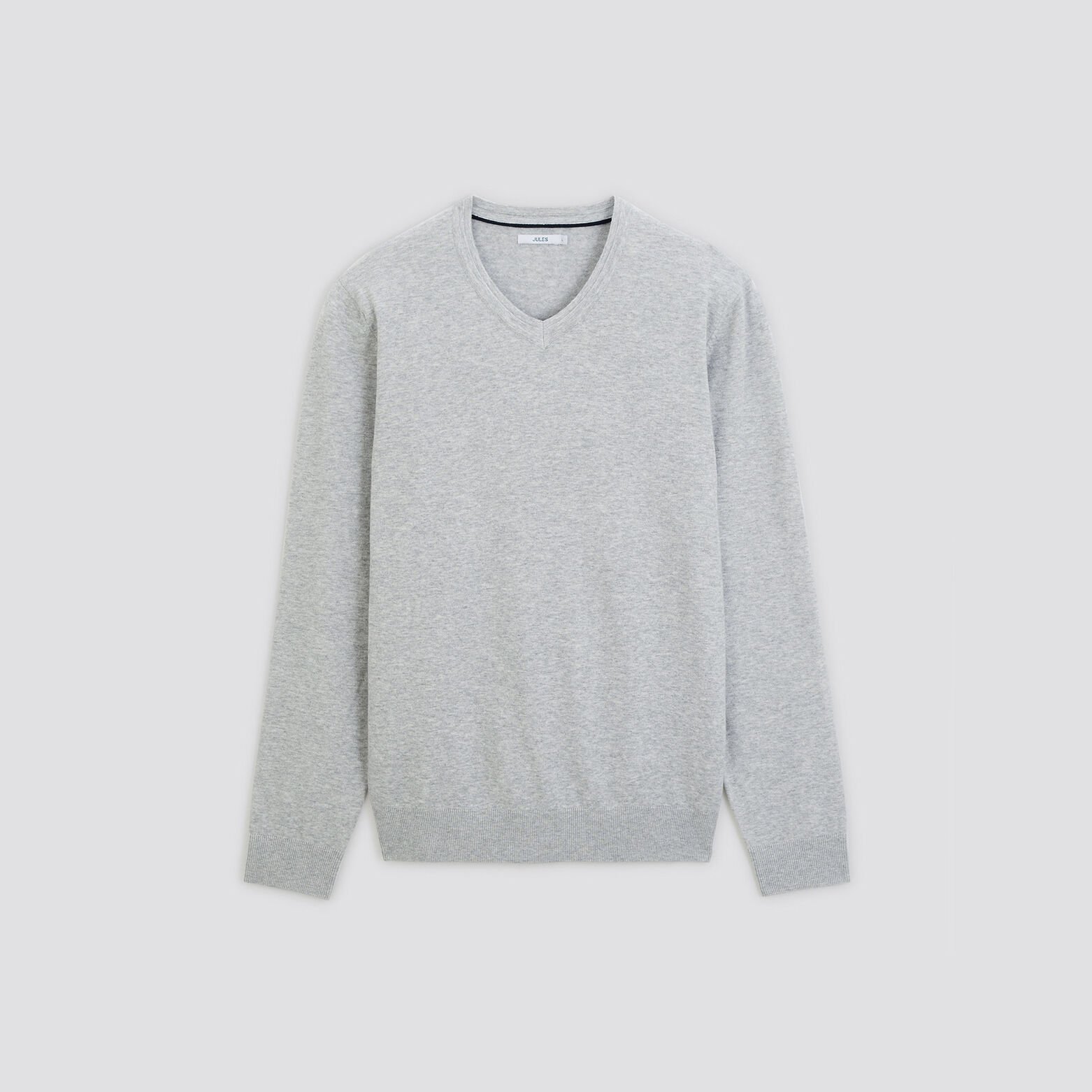 Pull essentiel à col v Gris moyen