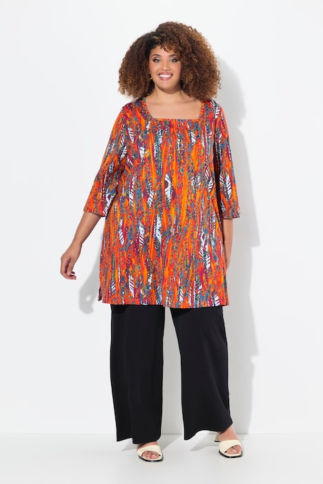 Longshirt, A-Linie, Carree-Ausschnitt, 3/4-Arm