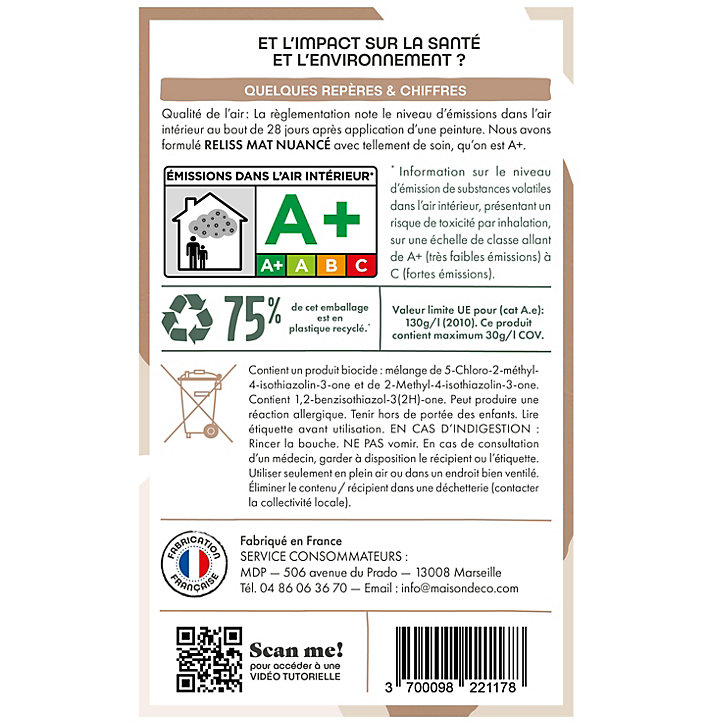 Vernis mat nuancé aspect satin Maison Déco Reliss incolore 1L