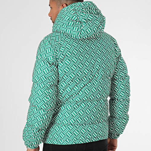 Doudoune Capuche Blanc Vert
