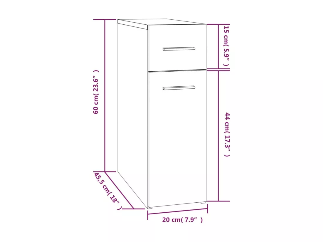 Armoire apothicaire Sonoma gris 20x45,5x60 cm Bois d'ingénierie