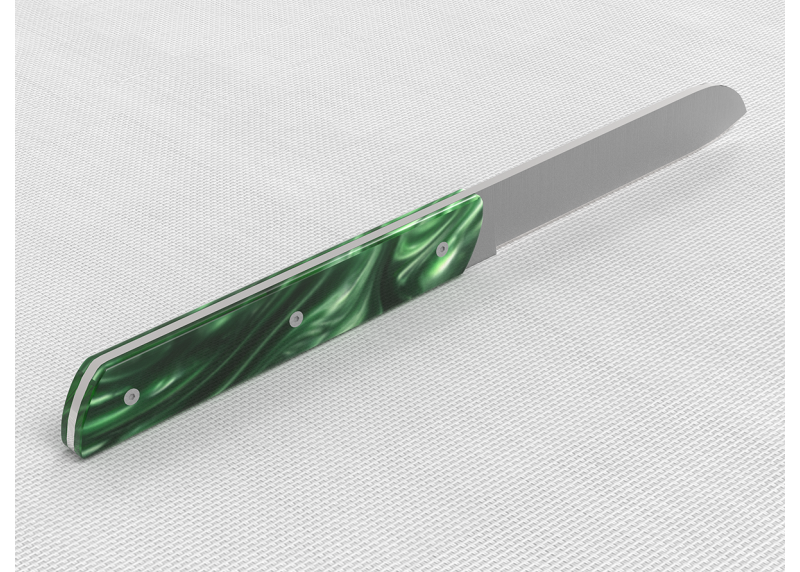 Service de 6 couteaux de table avec un manche en Madreperlato Vert et lame en acier inoxidable
