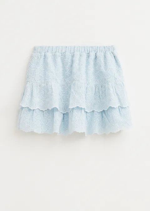 Broderie rok met ruffles blauw (BLW.L)