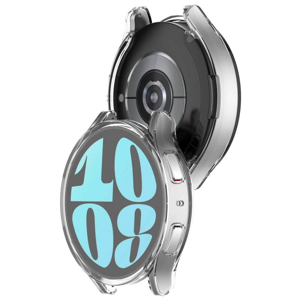 Samsung Galaxy Watch 6 (40mm) Galvanisierte Gummi Bumper Hülle mit Schutzfolie - Transparent