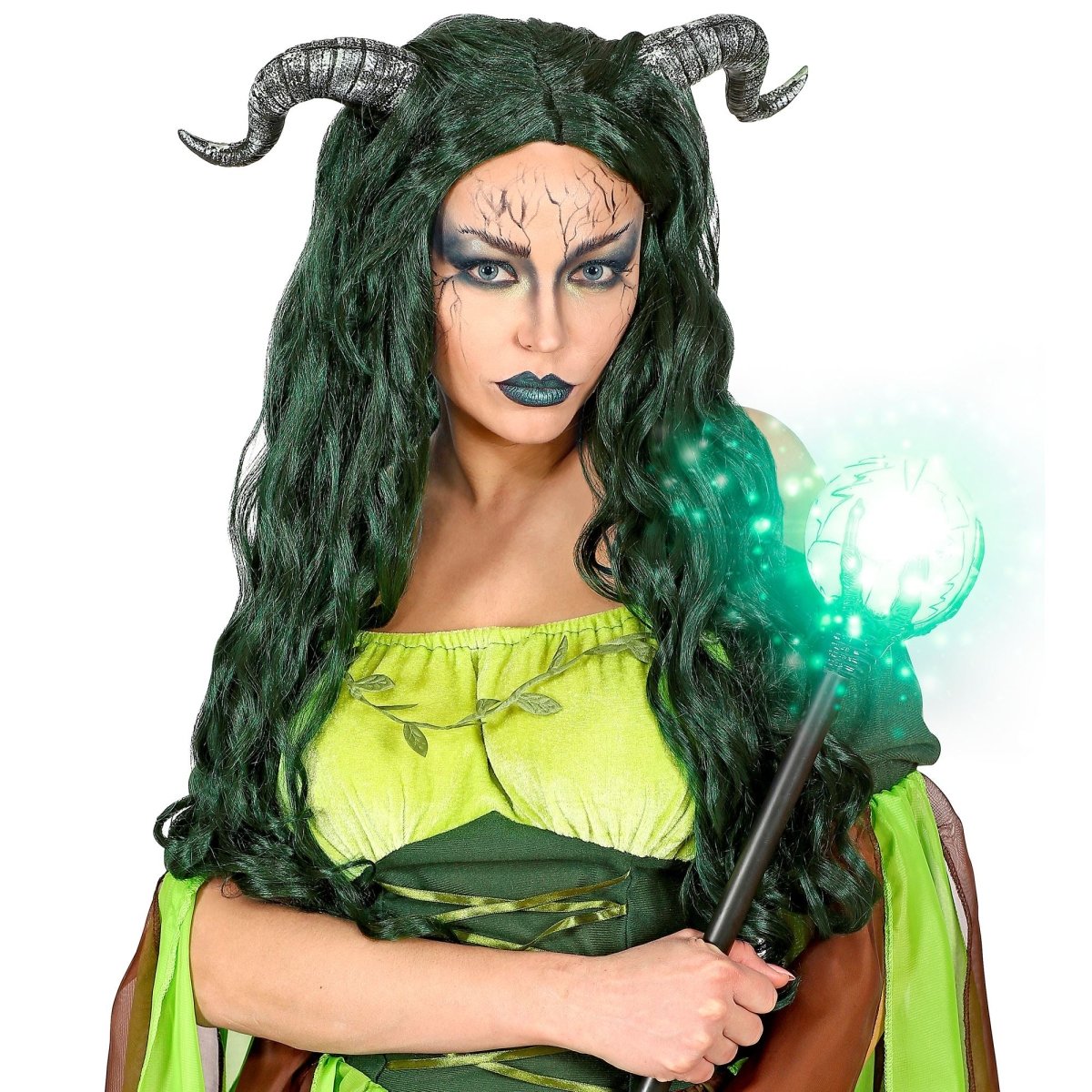 Halloween Pruik Groen Bosheks