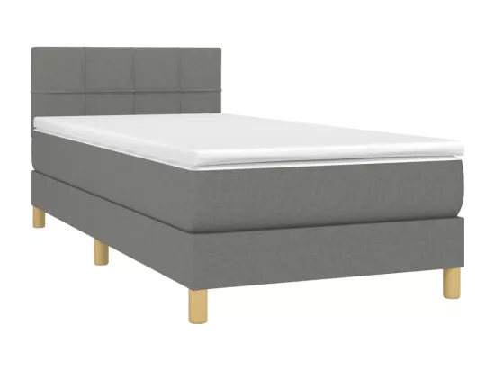 Sommier tapissier avec matelas et LED Gris foncé 90x190cm Tissu