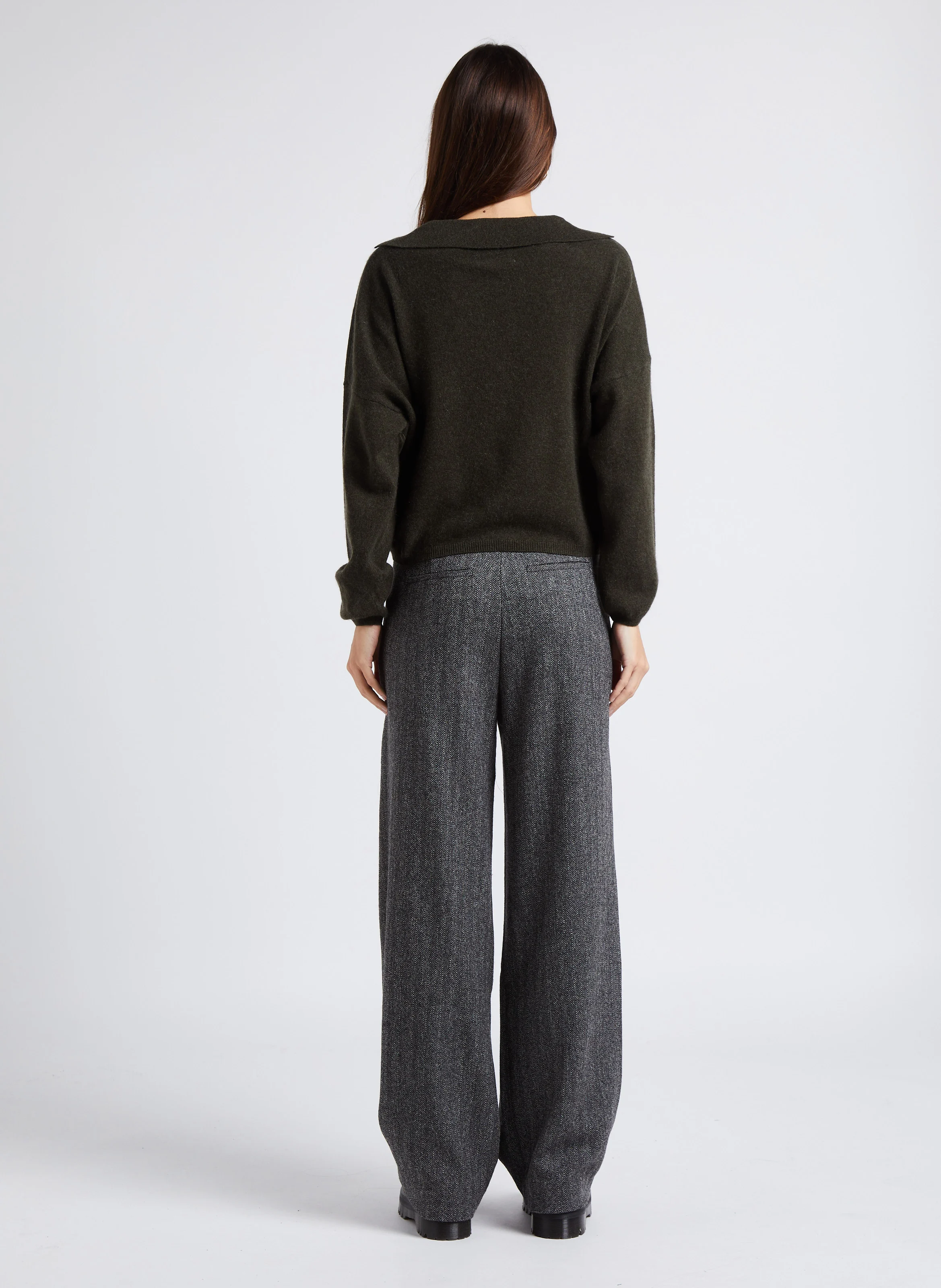 MOE - Pull ample col classique en cachemire | Vert