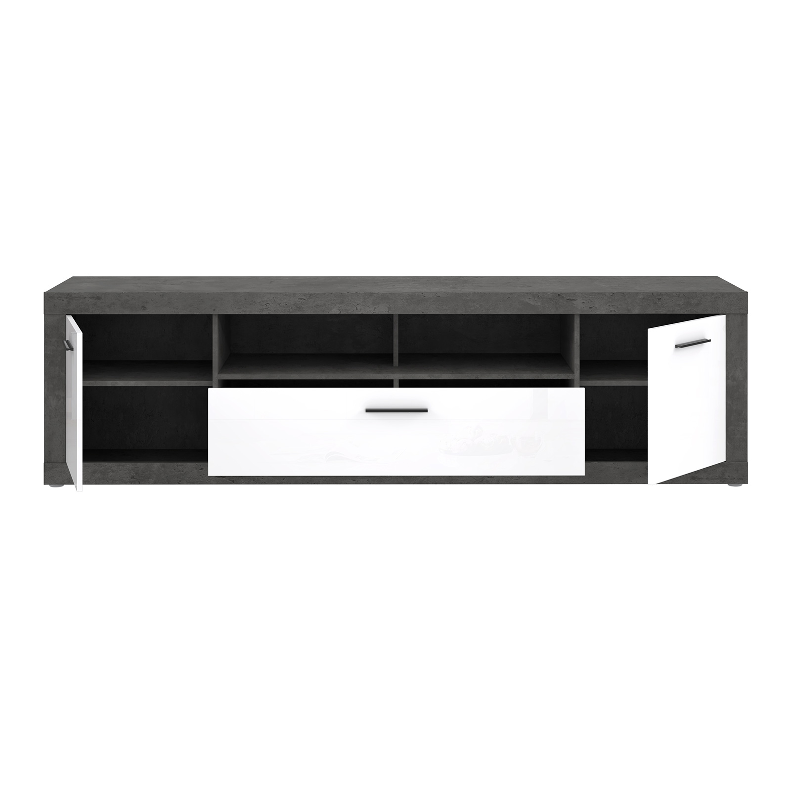 Lowboard - Betonoptik - weiß - 213 cm breit