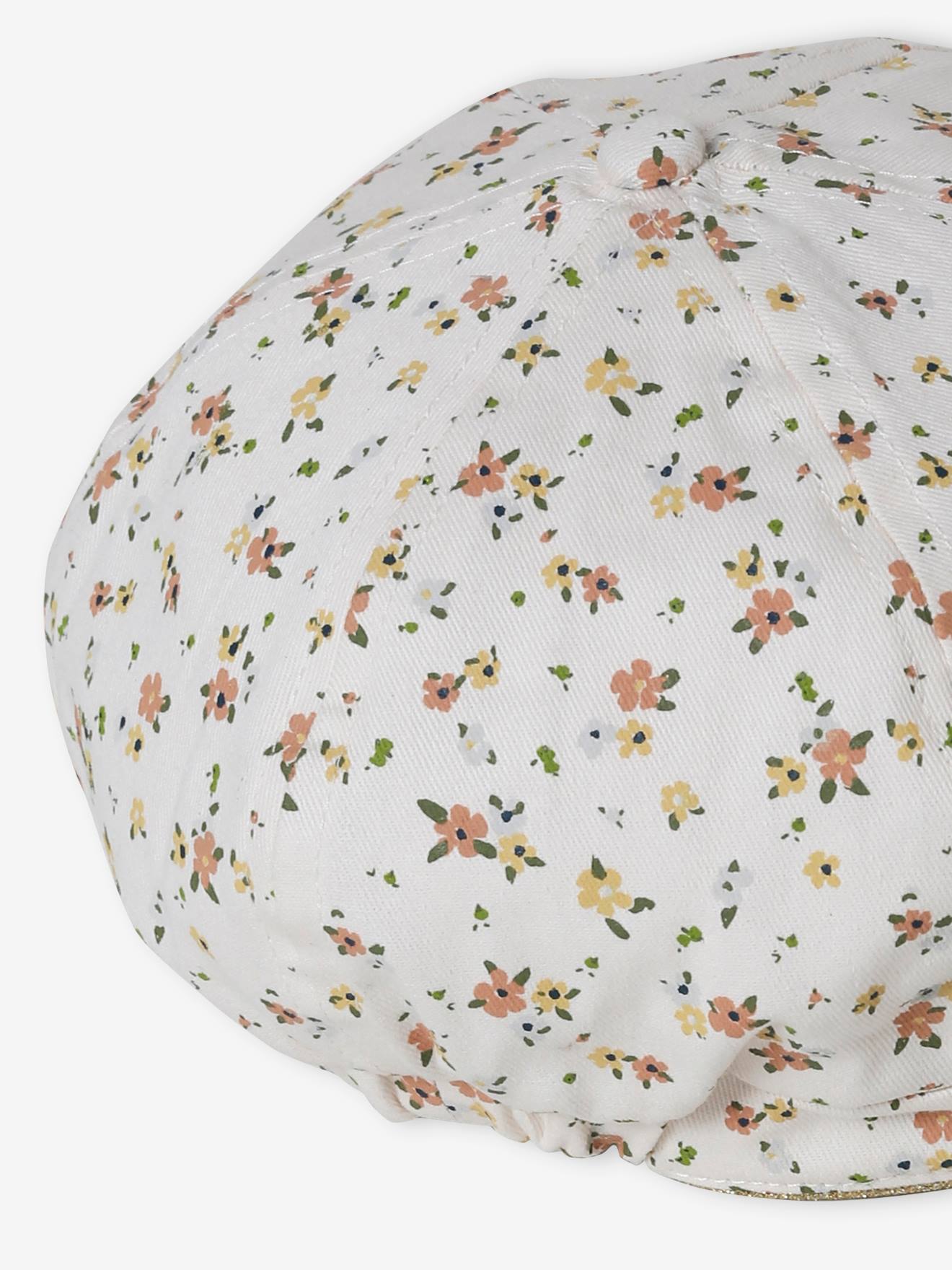 Boné Gavroche estampado para menina, cru